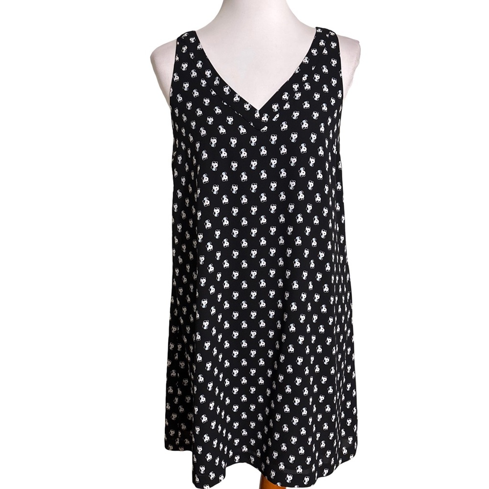 LOFT Black and White Midi Dress